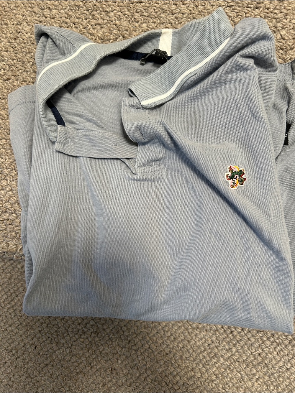 Ted Baker Light Blue Men's Polo Shirt with Contrast Neck Trim - Picture 2 of 3